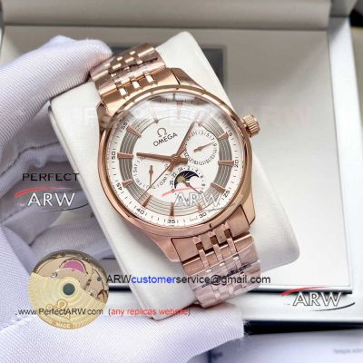 Best replica Omega De Ville white dial rose gold case automatic mechanical watch 40mm